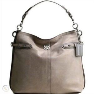 SOLD - COACH Collette Elevated Leather Hobo Bag in Grey